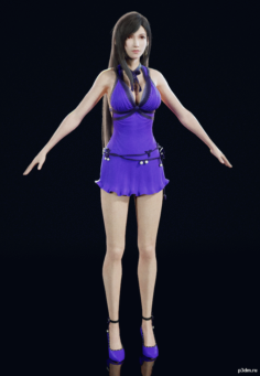 Final Fantasy VII Remake – Tifa (Purple Dress) 3D Model