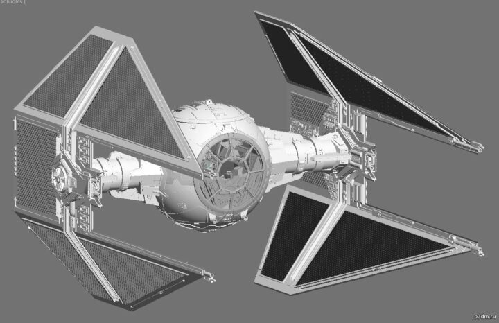 TIE Interceptor with interior 3D Model