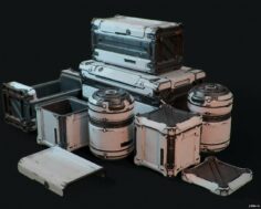 SciFi Crates 3D Model