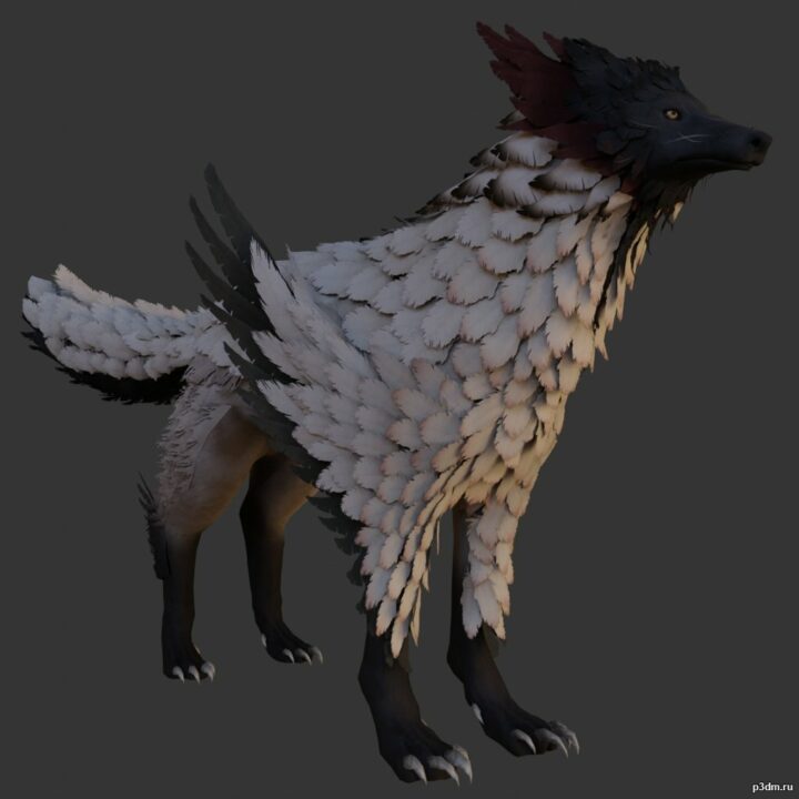 Feather Wolf 3D Model