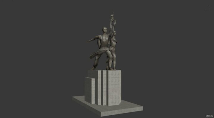 Worker and Kolkhoz Woman statue 3D Model